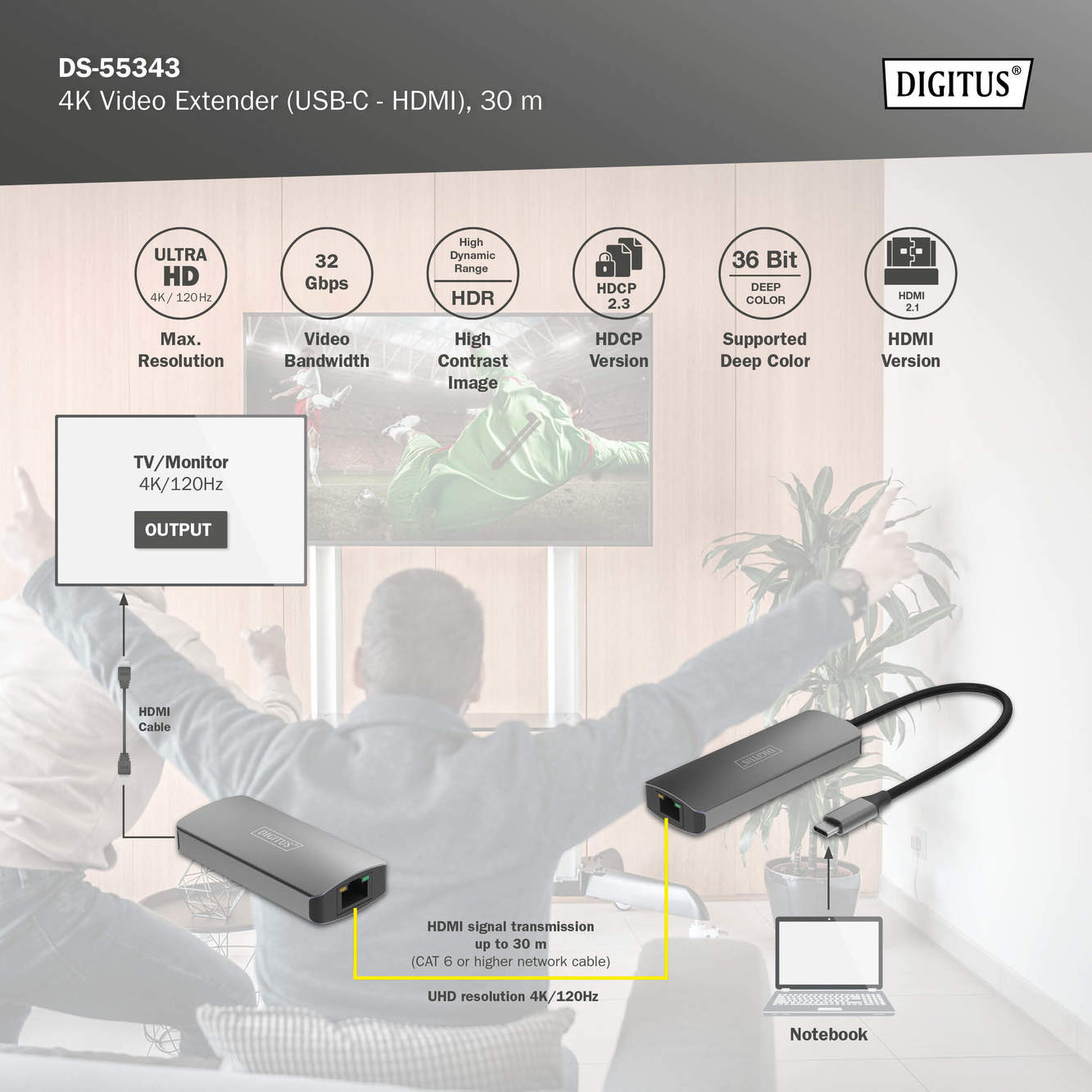 4K-videoverlenger (USB-C - HDMI), 30 m - Afbeelding 7