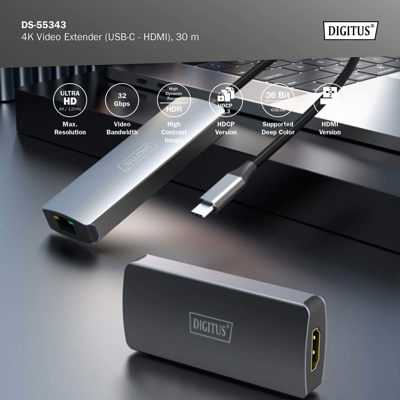 4K-videoverlenger (USB-C - HDMI), 30 m - Afbeelding 8