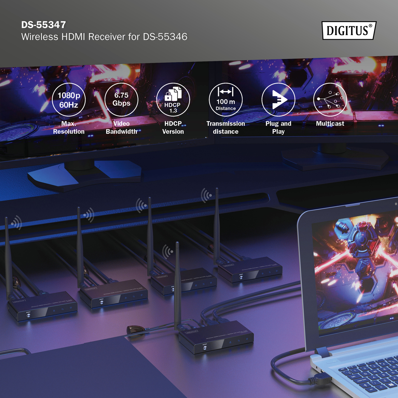 Draadloze HDMI-ontvanger voor DS-55346 - Afbeelding 5