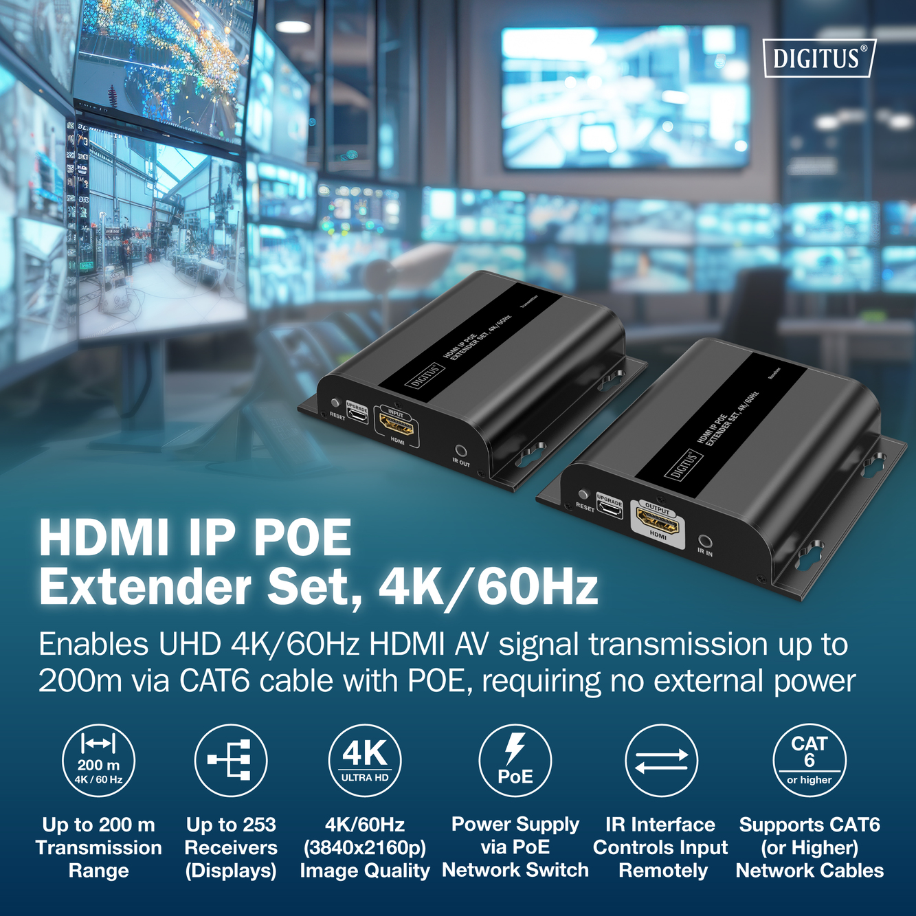 HDMI IP PoE-verlengerset, 4K/60Hz - Afbeelding 5
