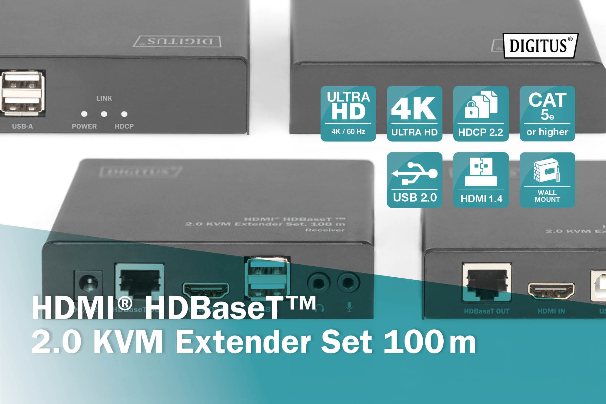 4K HDMI HDBaseT™ 2.0 KVM-extenderset, 100 m - Afbeelding 6