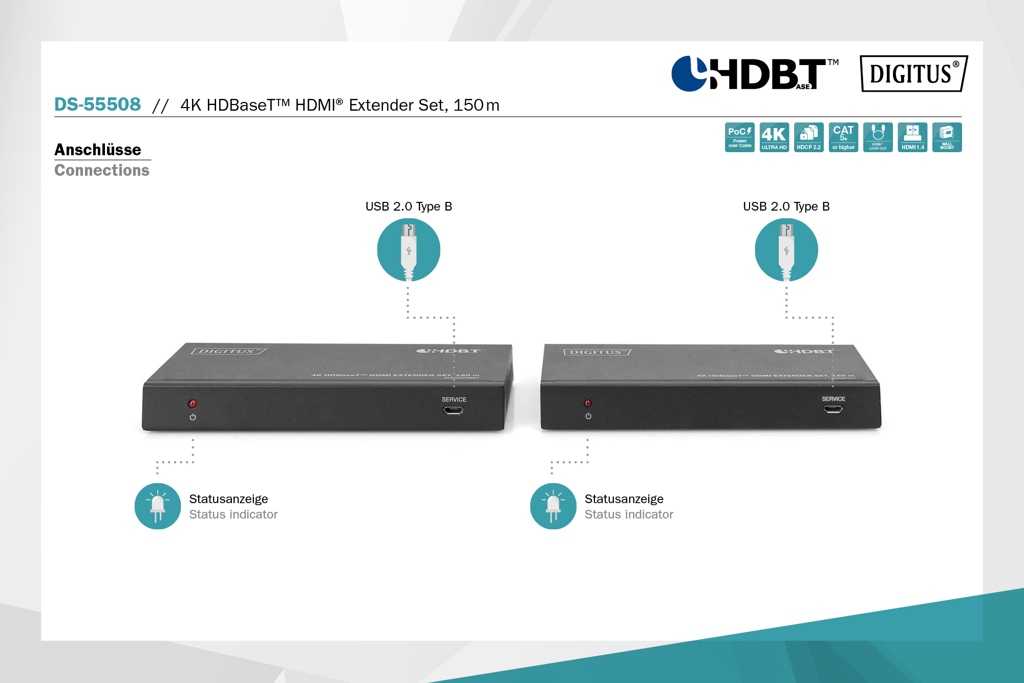 4K HDBaseT™ HDMI extenderset, 150 m - Afbeelding 6