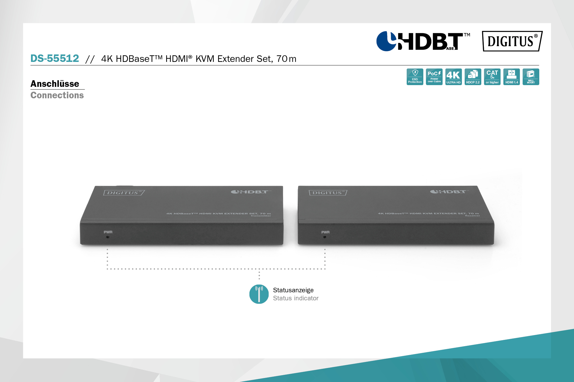 4K HDBaseT™ HDMI KVM-extenderset, 70 m - Afbeelding 7