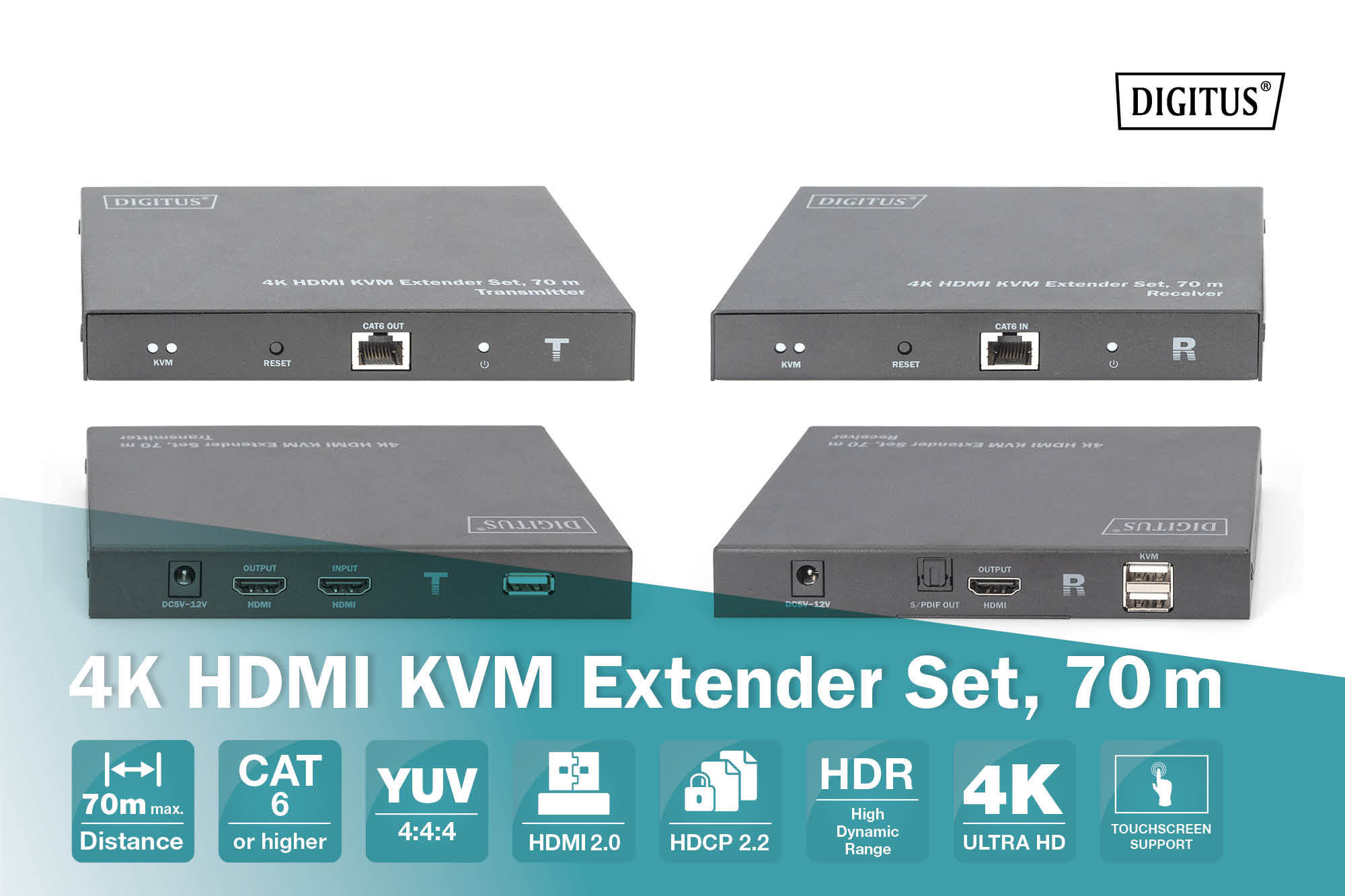 4K HDMI KVM-verlengerset, 70 m - Afbeelding 5