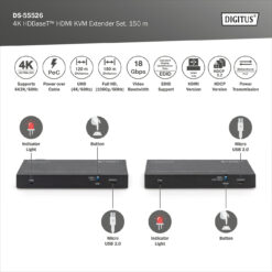 4K HDBaseT™ 2.0 HDMI KVM-extenderset, 150 m - Afbeelding 5