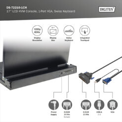 Modulaire console met 17-inch TFT (43,2 cm), 1-poorts KVM & touchpad, Zwitsers toetsenbord - Afbeelding 5
