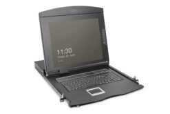 Modulaire HD LCD KVM-console met 19" TFT, 8-poorts VGA KVM-aansluiting, touchpad, UK-toetsenbordindeling