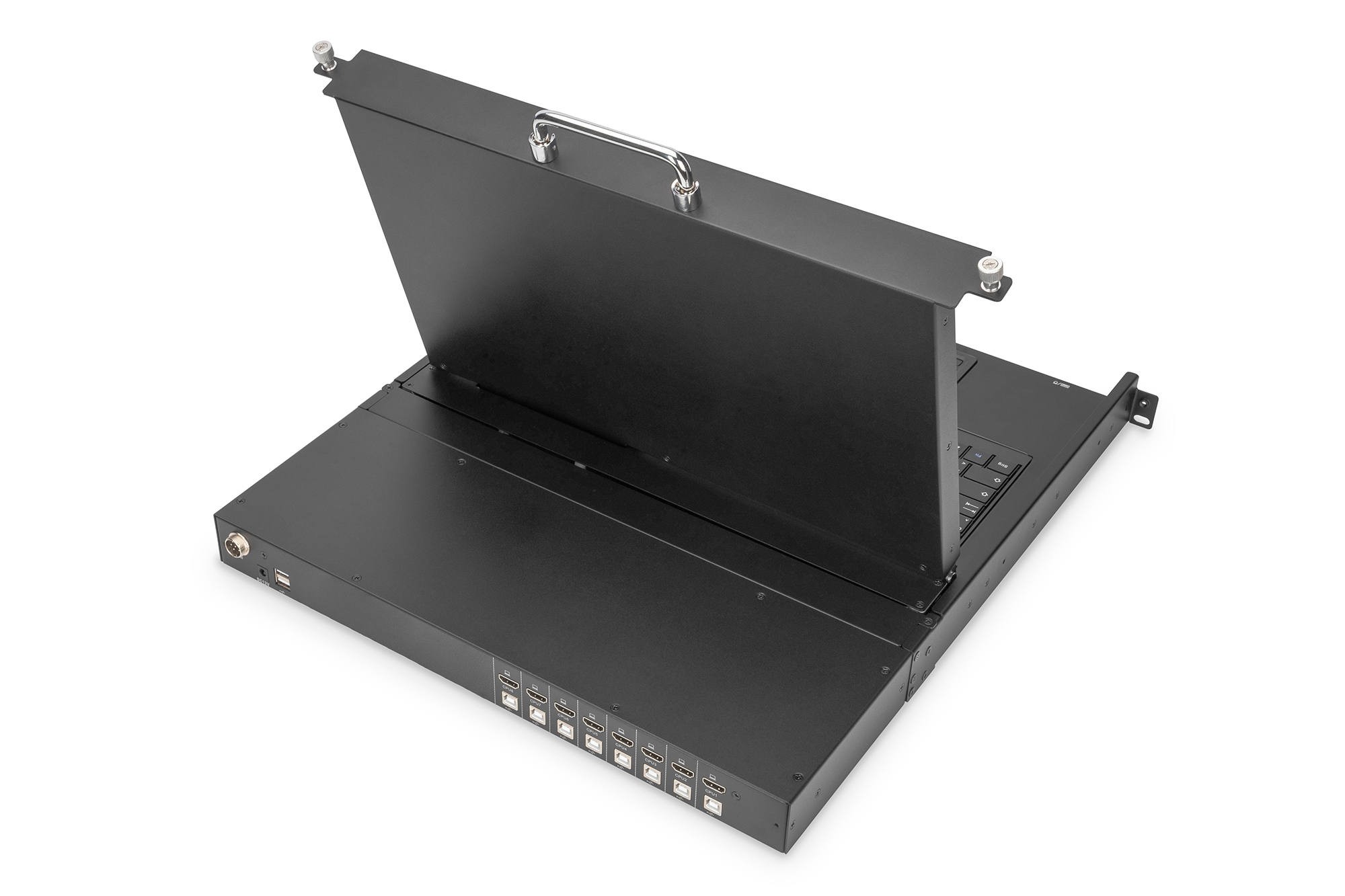 Modulaire HD LCD KVM-console met 19" TFT, 8-poorts HDMI KVM-aansluiting, touchpad, Duitse toetsenbordindeling - Afbeelding 2